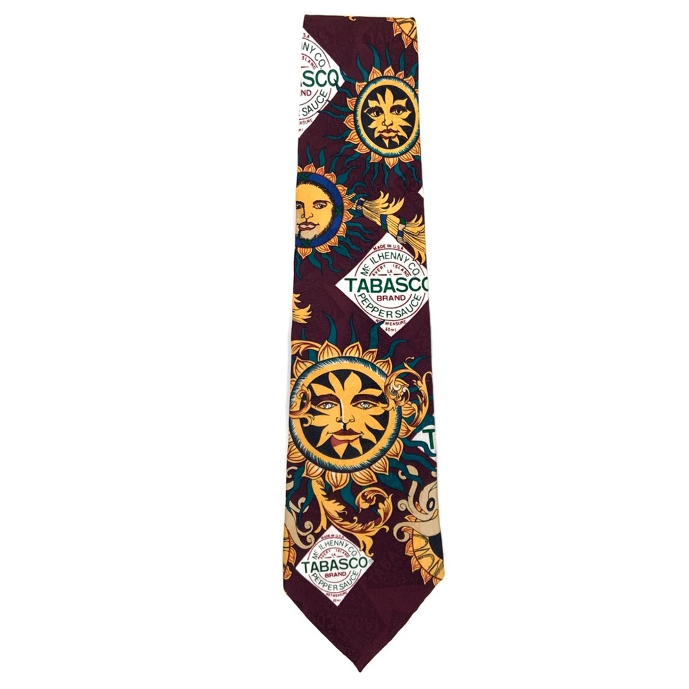 Tabasco Pepper Sauce 100% Silk Tie Sun Faces